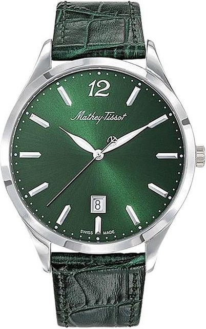 Mathey-Tissot Armbanduhr, Quarz, Leder, Grün, Edelstahl, Damen - Bild 1