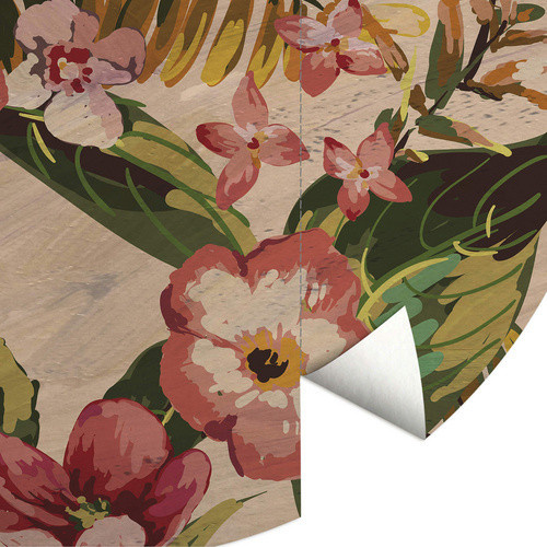 K&L Wall Art Runde Vliestapete Kubistika Blumen Dschungel, mehrfarbig, matt, B/H: 236 x 236 cm - Bild 3
