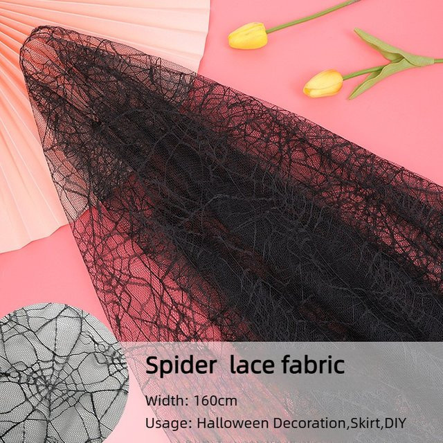 Halloween Spinnennetz aus Jacquard-Spitzenstoff aus Polyester als Tischdecke und Dekorationsnetz in Schwarz oder Weiß - Bild 1