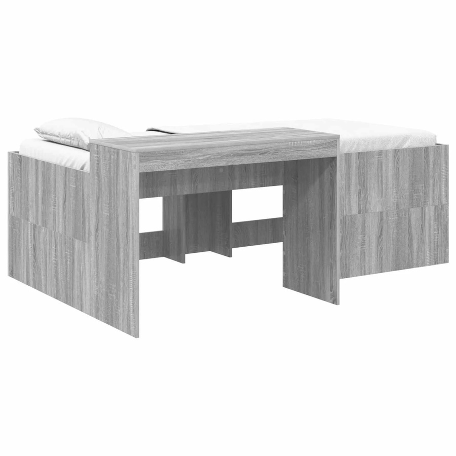 vidaXL Hochbett mit Schreibtisch für Kinder in Grau Sonoma, B/T: 80 x 200 cm - Bild 2