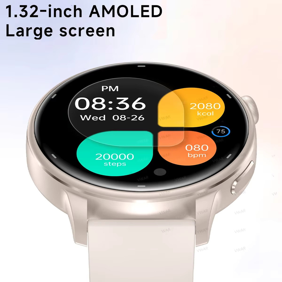 Moderne Damen Smartwatch mit AMOLED HD-Bildschirm, GPS, Herzfrequenzmessung und Bluetooth-Anruf, wasserdicht, Schwarz - Bild 2