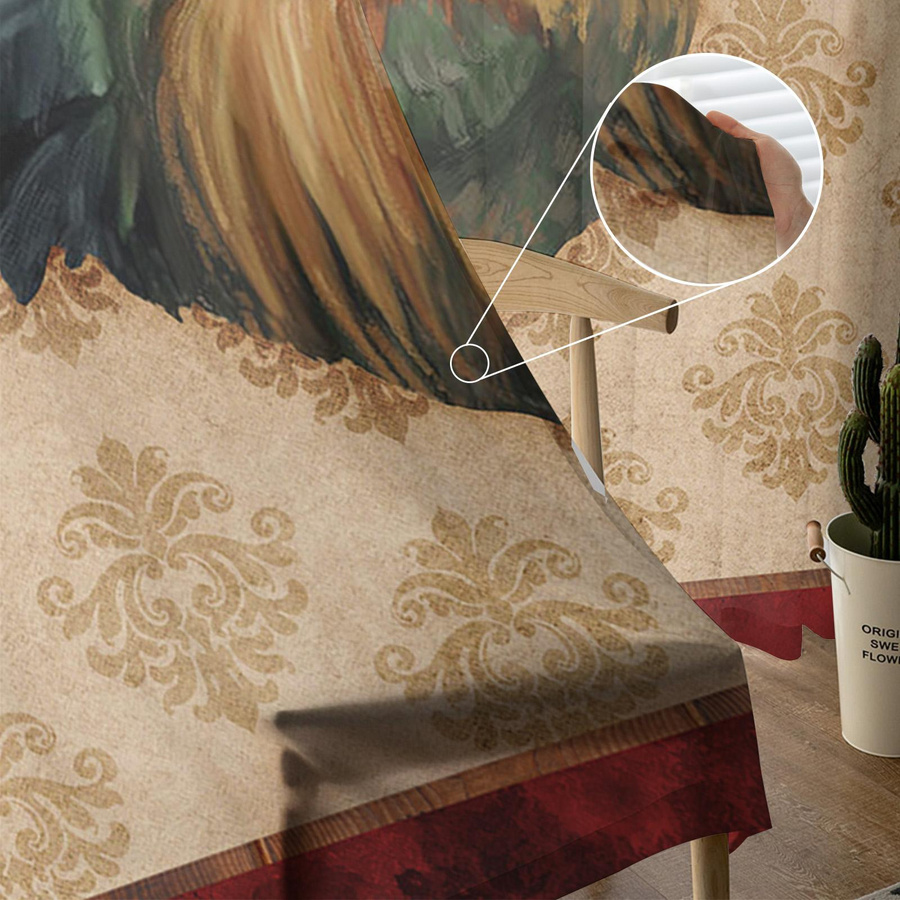 Super Six Transparenter Chiffon-Tüllvorhang mit Hahn-Bauernhofmuster, B/H: 135 x 114 cm - Bild 3