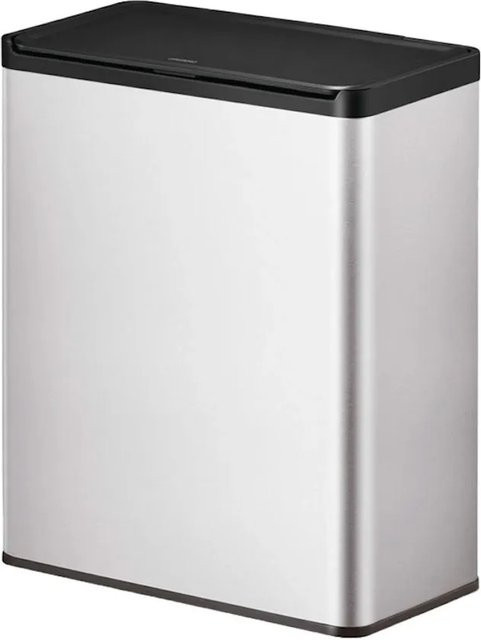 PROREGAL Rechteckiger Abfallbehälter aus gebürstetem Edelstahl in Silber mit Touch Open Deckel, 40 Liter, H x B x T: 59,5 x 46,3 x 28,8 cm - Bild 1