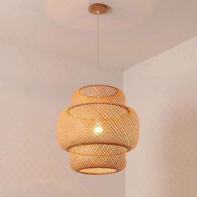 JOYINLED Moderne Pendelleuchte aus handgefertigtem Bambus und Rattan als dekorativer Kronleuchter - Bild 1