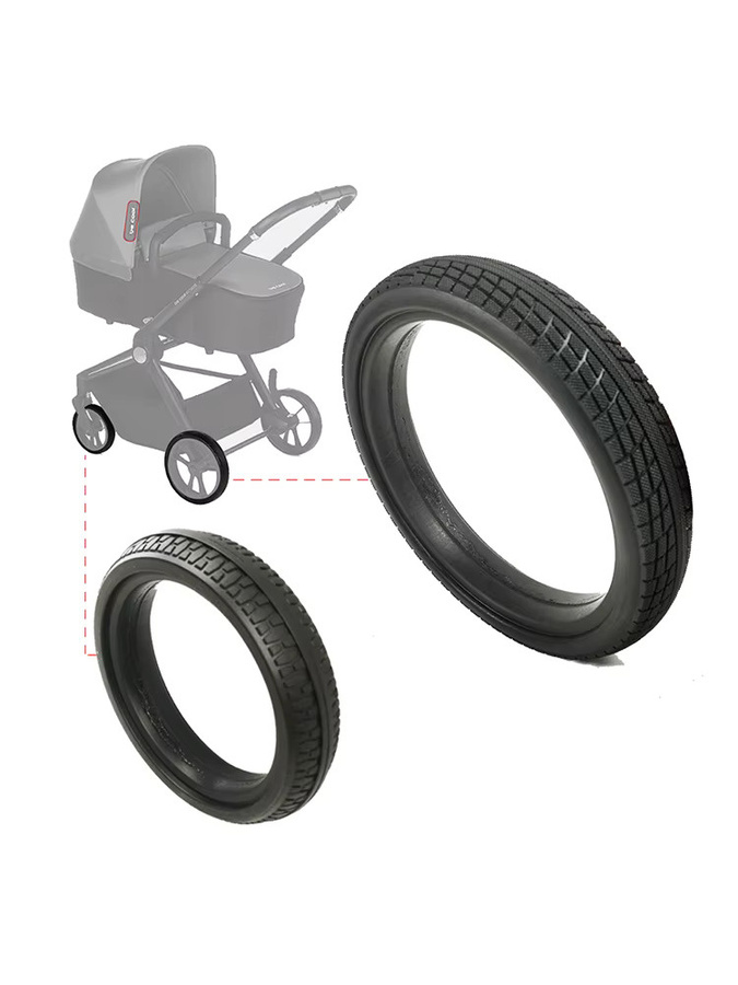 Be Cool Slide Traffic Radreifen vorne oder hinten, PU Tubeless Ersatzreifen in Schwarz für Kinderwagen und Baby Buggy - Bild 5