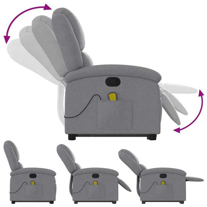 Vidaxl Relaxsessel Aufstehhilfe Massagesessel verstellbar in Grau aus Stoff - Bild 3