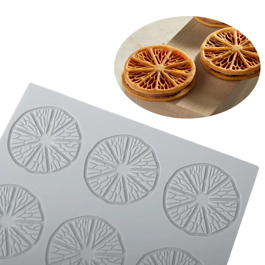 SHENHONG Silikonbackmatte mit Zitronen-, Blumen- oder Blatt-Design in Weiß, runde Silikonunterlage für Dessert-Dekorationen und Schokoladenstückchen, Durchmesser: 29,6 cm - Bild 2
