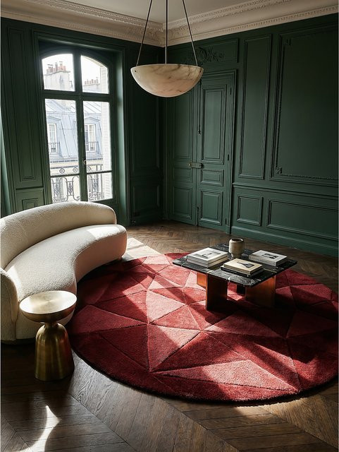 Wollteppich Kadima Design geometrisch in Rot, Durchmesser: 160 cm - Bild 1
