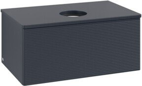 V&B Waschtischunterschrank Antao mit Frontstruktur und Beleuchtung in Blau, B/T/H: 80 x 36 x 50 cm - Bild 1