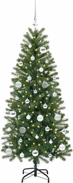 vidaXL Künstlicher Weihnachtsbaum in Grün mit 150 warmweißen LEDs, Höhe: 150 cm, aus PE und PVC - Bild 1