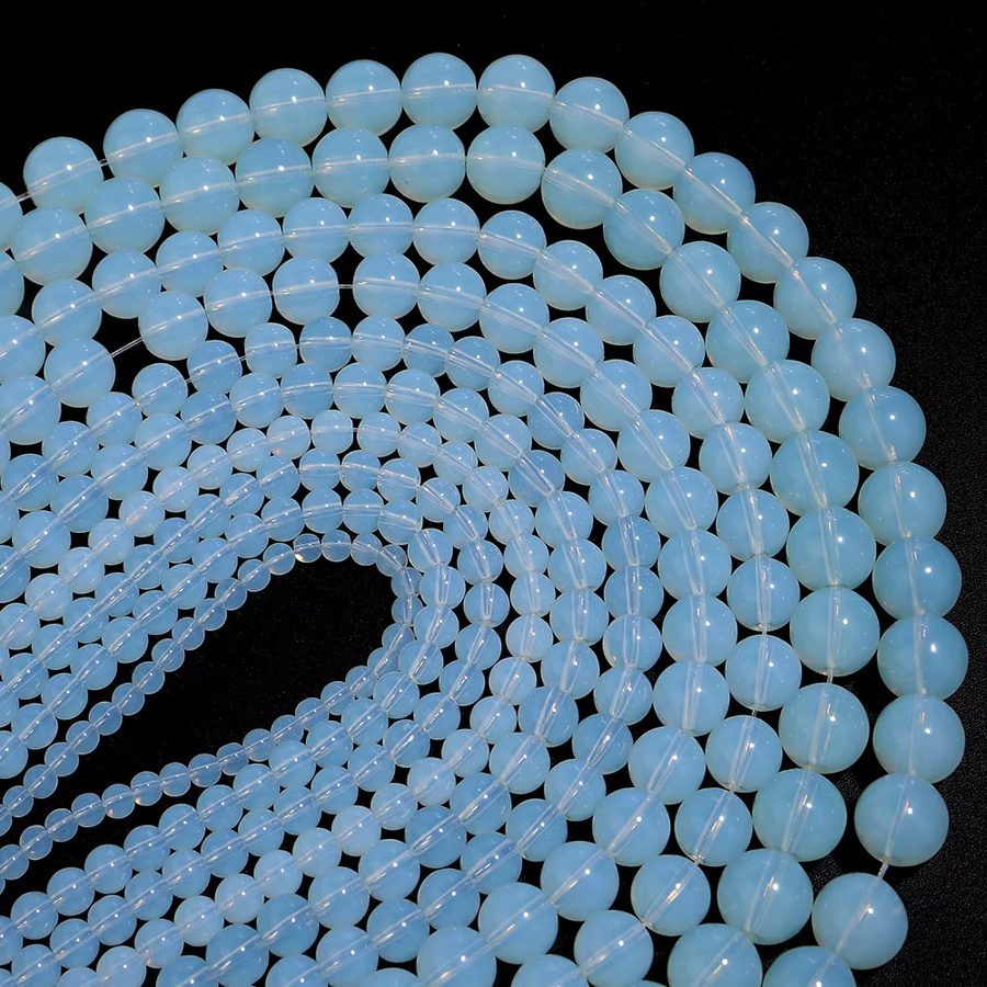 Louleur Opal-Steinperlen, weiß, rund, 4-12 mm - Bild 4