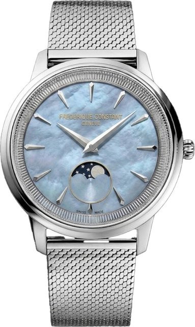 Frederique Constant Damenuhr Classics Moneta Moonphase, Quarz, Edelstahl, 37 mm - Bild 1