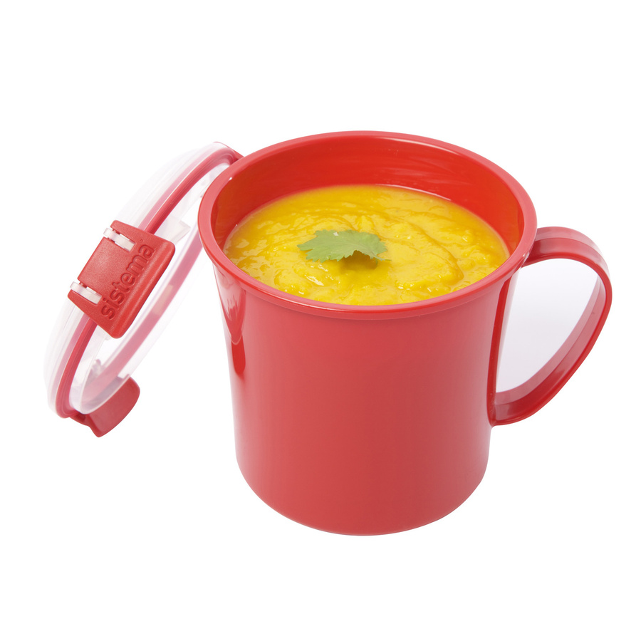 sistema Mikrowellengeschirr Soup Mug Microwave in Rot und Transparent aus Kunststoff, mikrowellen- und spülmaschinenfest - Bild 2