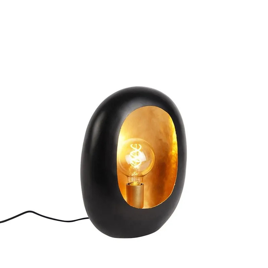 QAZQA Cova Design Tischlampe in Schwarz mit goldenem Interieur, Höhe: 36 cm - Bild 2