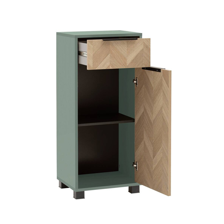 Schildmeyer Highboard Piazza in Pistazie Grün mit Fischgräten Dekor, B/H/T: 40,3 x 90,9 x 33,0 cm - Bild 4