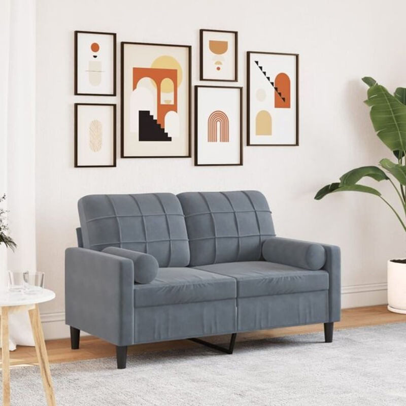 vidaxl 2-Sitzer-Sofa aus Samt mit Zierkissen in Anthrazit und Grau mit Metallgestell, Breite: 137 cm - Bild 1