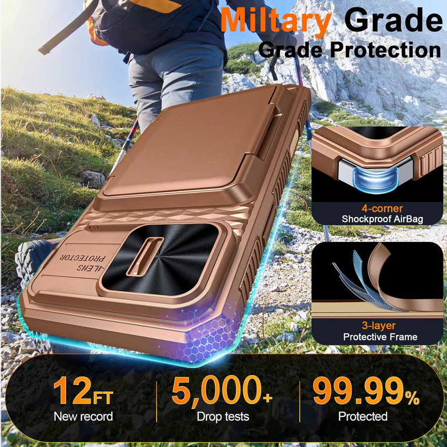 BANGZAO Schutzhülle für iPhone 16 Pro Max mit RFID-Brieftaschen-Kartenhalter und Kamera-Abdeckung in Gold - Bild 5