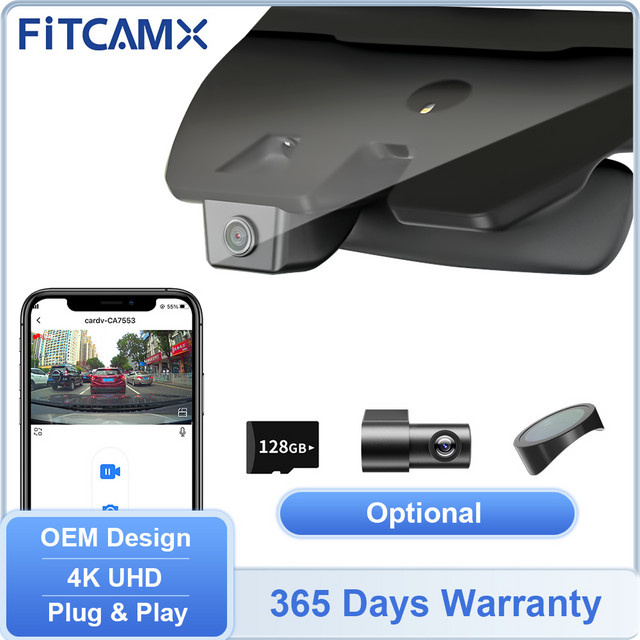 FITCAMX 4K UHD Dashcam mit WLAN für Ford Fusion Mondeo 2013-2021, Ford Bronco, Bronco Raptor und Bronco Sport 2021-2024 in Schwarz - Bild 1