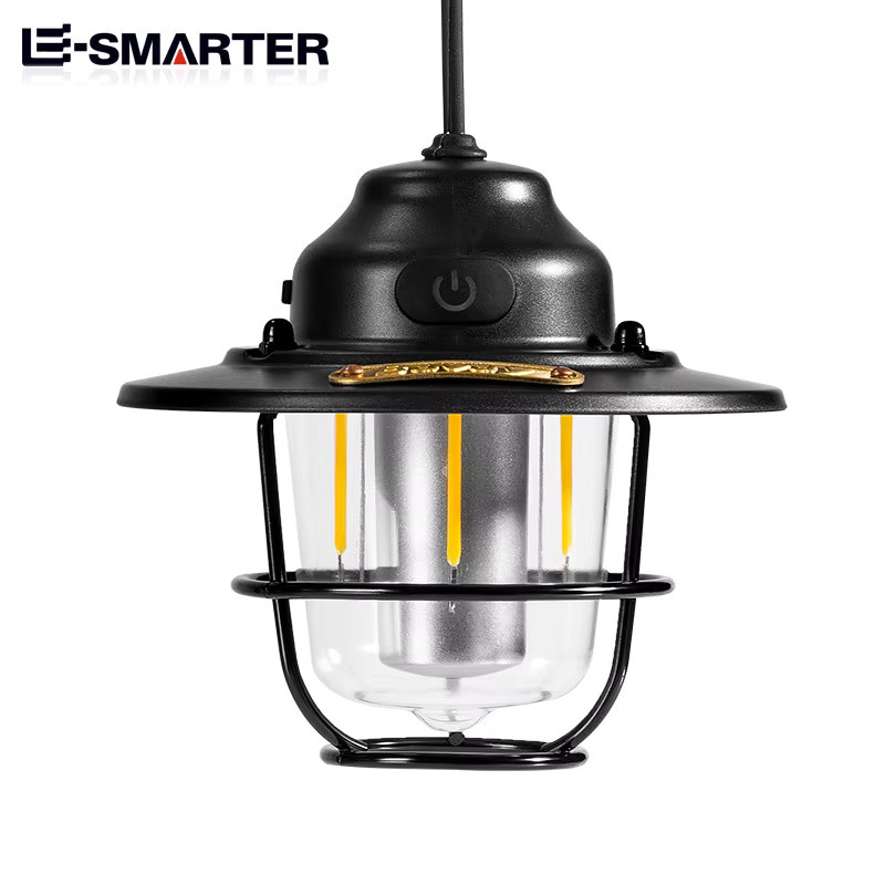 ESMARTER Retro Camping Laterne Tragbare RGB Mehrfarbige Tischleuchte aus Metall und Glas für Outdoor und Home - Bild 3
