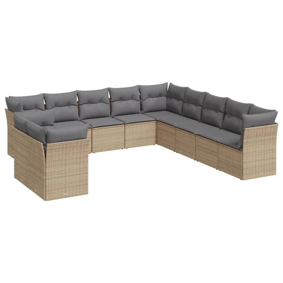 vidaXL 11-tlg Garten-Sofagarnitur aus Polyrattan in Beige mit Kissen Modell 37 - Bild 2