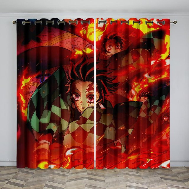 Yiran Furniture Anime Verdunkelungsvorhänge für Kinder, 2er-Set, Mehrfarbig, Höhe: 130 cm, Breite: 50 cm pro Paneel - Bild 1