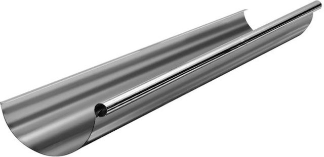 Zambelli Dachrinne halbrund aus Stahl in Silber, Länge: 2 m, Durchmesser: 250 mm, 8-teilig - Bild 1