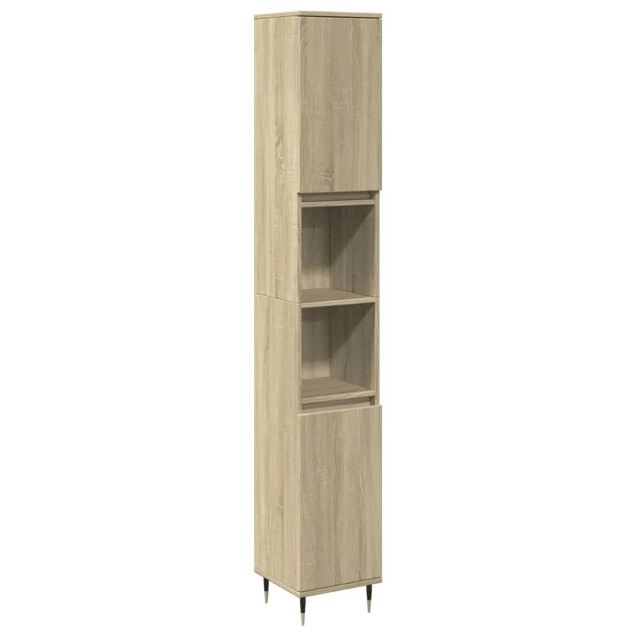 vidaXL Badschrank Sonoma-Eiche, Wandmontage, B/T/H: 30 x 30 x 190 cm - Bild 2