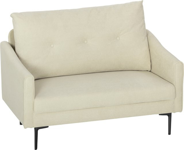 HOMCOM 2-Sitzer Polstersofa in Samtoptik mit Armlehnen und getuftetem Design, Cremeweiß, Breite: 124 cm - Bild 1