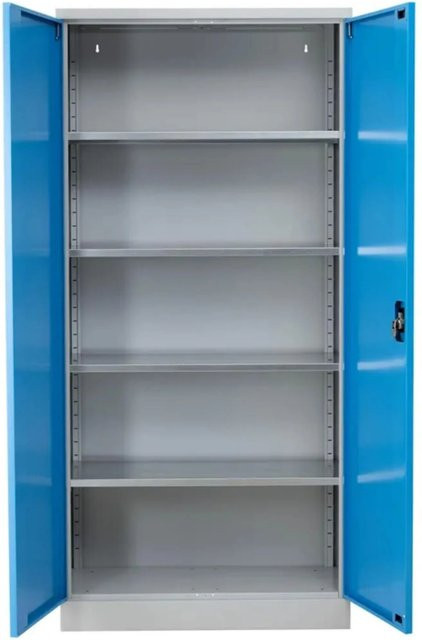 PROREGAL Stahlschrank Bee mit 5 Fachböden und Scharniertüren, Farbe Grau und Hellblau, H x B x T: 195 x 120 x 60 cm - Bild 1