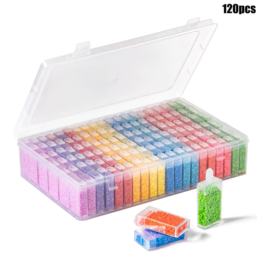 Transparente Perlen-Aufbewahrungsbox aus Kunststoff mit 96 oder 120 Fächern für Perlarbeiten, Malen und Sticken - Bild 4