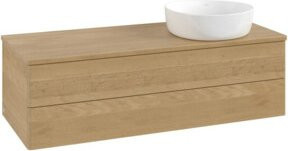 V&B Antao Waschtischunterschrank mit LED-Beleuchtung, Wandmontage, Farbe Eiche Honig, B/T/H: 120 x 36 x 50 cm - Bild 1