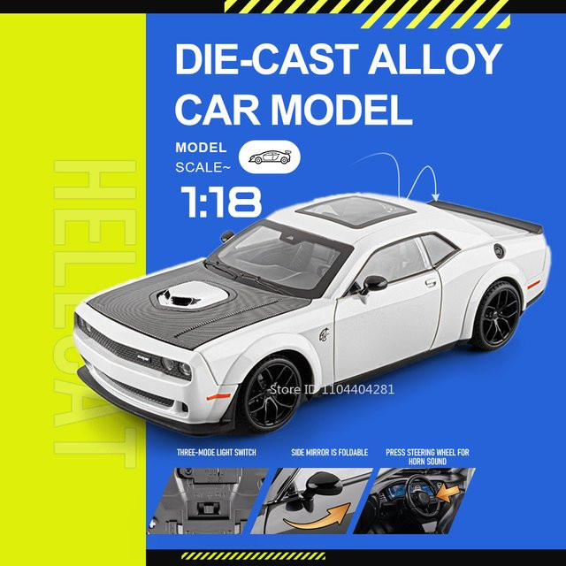MAKEDA Hellcat 720S Modellauto, 1:18, Metall, Schwarz, mit Licht und Sound - Bild 1