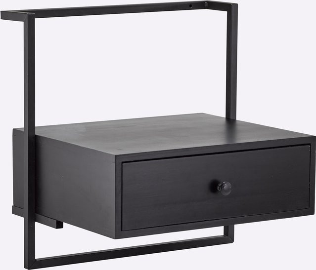 Hängeregal Heine Home in Schwarz aus Kiefernholz und Metall, B: 45,0 cm, H: 37,0 cm, T: 44,0 cm - Bild 1