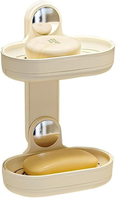 SZ-Damai Seifenhalter mit Saugnapf und Doppelschale für Dusche, Bad und Küche, Beige - Bild 1
