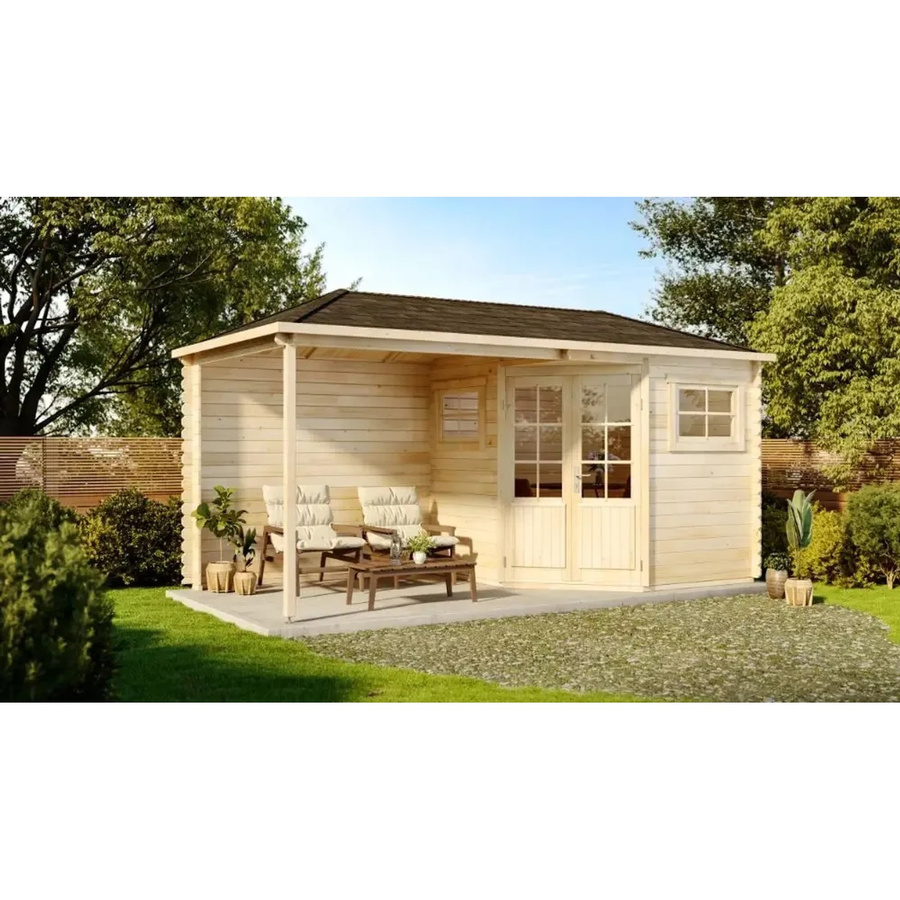 Alpholz Gartenhaus Franz-28 mit Walmdach in Blockbohlenbauweise, imprägniert, B/T/H: 480 x 224 x 257 cm - Bild 2