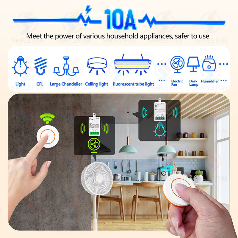 SLMPLEFUN Wireless Smart Licht Schalter 433 MHz RF Relais Empfänger und Sender in Weiß für LED, Lampe und Ventilator - Bild 6