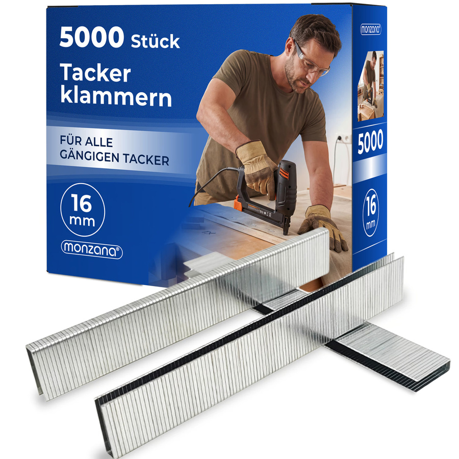 Monzana Tackerklammern aus verzinktem Stahl, Silber, 5000 Stück, B: 5,8 mm, L: 16 mm - Bild 2
