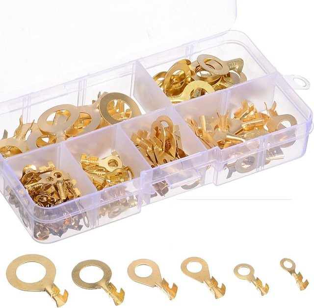 AOKIN O-Typ runder blanker Kalt-Crimp-Anschluss aus Messing in Gold, 150 Stück pro Karton, verschiedene Typen von 3,5 mm bis 9 mm - Bild 1