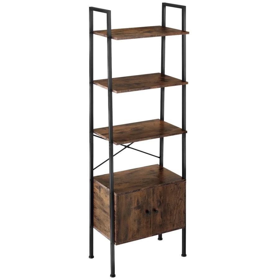 tectake Leiterregal Brentwood Industrial Style aus Holz und Stahl in Braun mit 4 Ebenen und 2 Schrankfächern, B/T/H: 57,5 x 34 x 173 cm - Bild 3