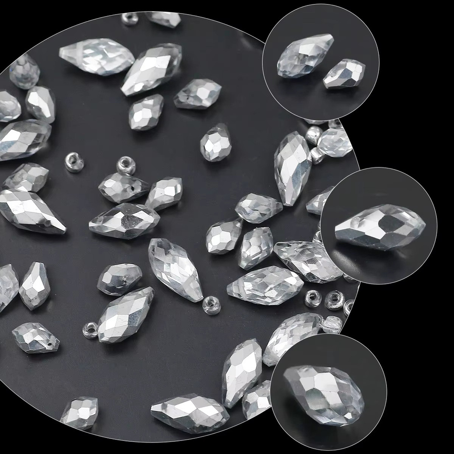 JHNBY Perlen, Kristallglas, Wassertropfen, Silber, für Schmuckherstellung - Bild 4
