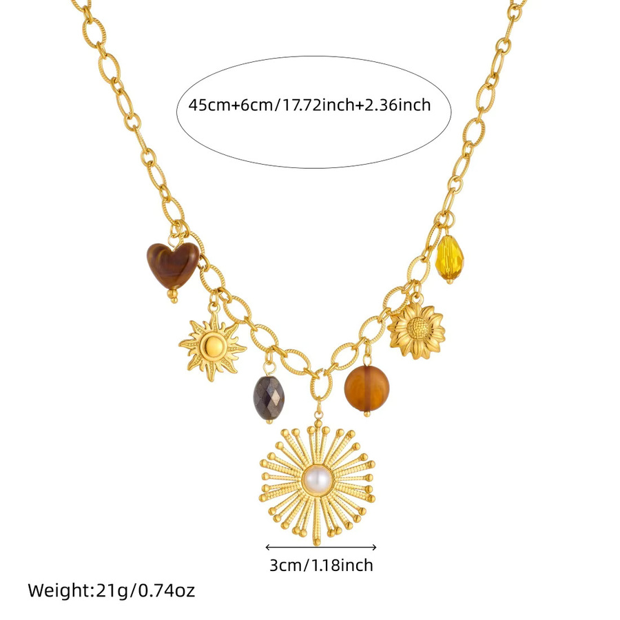DIEYURO Halskette, Edelstahl, Gold, Perle, Bernstein, Damen - Bild 2