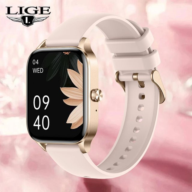 LIGE Fashion Smartwatch für Damen mit 1,85 Zoll HD-Bildschirm, Bluetooth-Anruf und Gesundheitsmonitor in Schwarz und Pink - Bild 1
