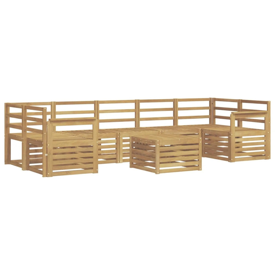 vidaXL Outdoor-Sofagarnitur 8-teilig aus Massivholz Akazie in Weiß mit Latten-Design und U-Form - Bild 2