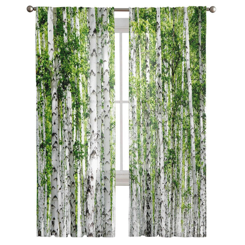 A Family Of Home Textiles Tüllvorhang Birkenwald transparent, 2er-Set, B: 135 cm, H: 114 cm - Bild 2
