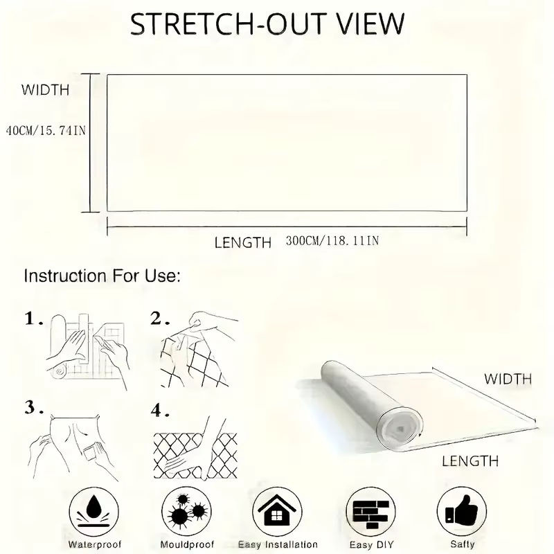 Selbstklebende 3D-Tapete Cheng Mu Sweet Home mit Struktur für Decken und Trennwände, 1 Rolle, Breite: 40 cm, Länge: 300 cm - Bild 2