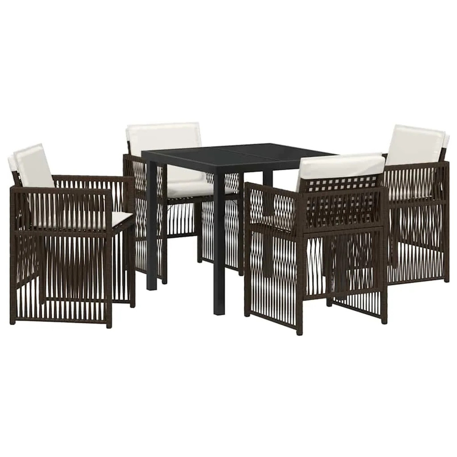vidaXL Garten Essgruppe 5-teilig aus Poly-Rattan und Glas in Braun - Bild 2