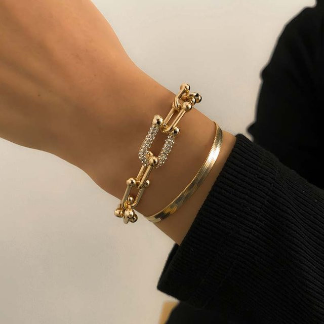 Suns Armband, U-förmiger Armreif, Metall, Kristall Zirkon, braun, Damen - Bild 1
