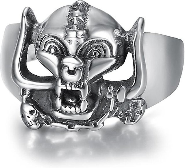 YIRAN Jewelry Totenkopf Ring, Edelstahl, Schwarz, Herren - Bild 1
