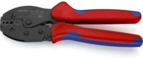 Knipex PreciForce Crimpzange 97 52 50 SB mit Mehrkomponenten-Hüllen in Rot, 220 mm - Bild 1