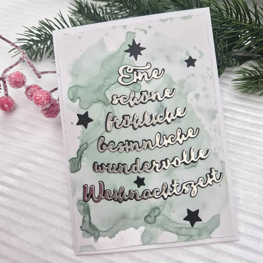 Metall Stanzform Weihnachten Schatten Text für DIY Scrapbooking und Karten Basteln in Silber - Bild 4